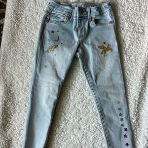 Size 6 girls super skinny Gap jeans with unicorn and stars